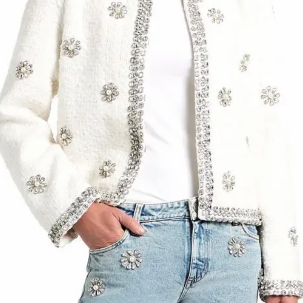 Alice and Olivia Kidman Embellished Tweed Jacket
